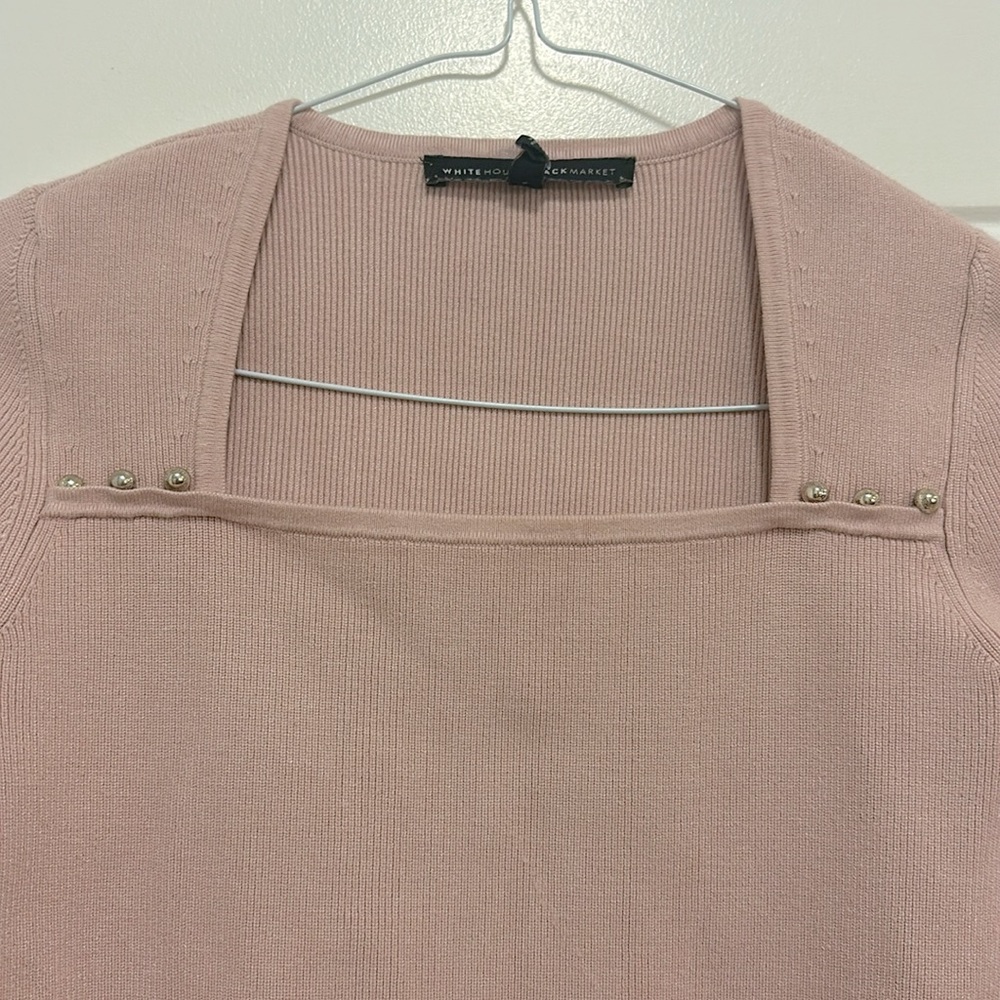 White House Black Market Pink Scoop Neck Sweater - Picture 3 of 7